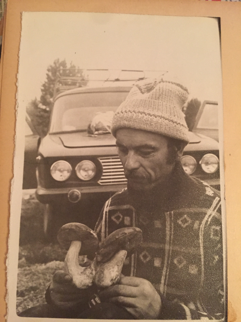 Alexander Petrovych beholding the magnificence of two freshly picked Porcinis—the jackpot mushroom for Russian mushroom foragers, of whom there are many million. Alexander Petrovych’s fungal flex is accompanied by a car that he built himself, and he plays it off like it’s no big deal. This is Alexander Petrovych perhaps at his most Rockstar.